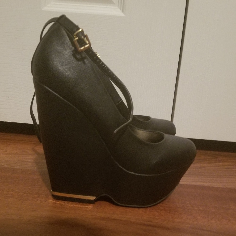 Black platform Wedges
